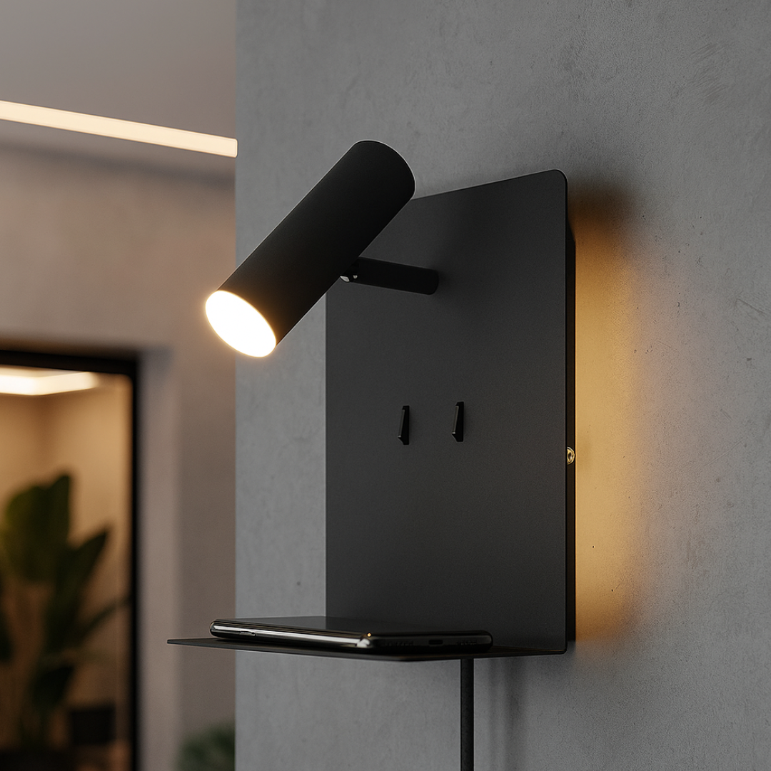 Aplica Perete ELEMENT cu Incarcare USB NEAGRA / APLICA PERETE Wall Light Fixtures