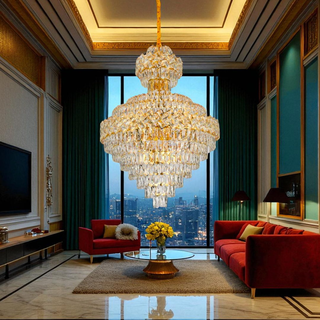 Candelabru Malli Gold 21xE27 80x110cm AURIE / 80x110CM / LUXURY Chandeliers Crystal