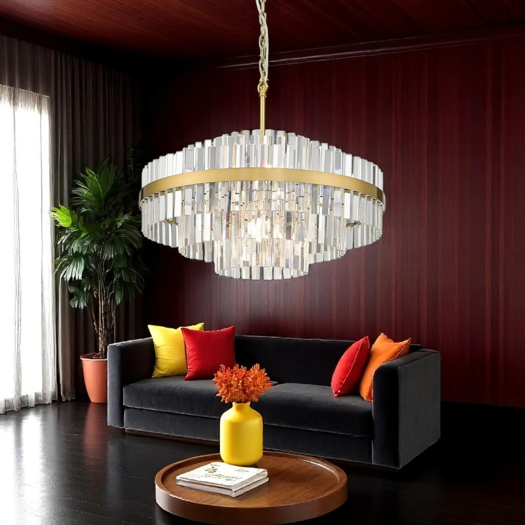 Candelabru Cristal 12xG9 Gold Kanso ALB + AURIU / CRISTAL / 60CM Chandeliers Crystal