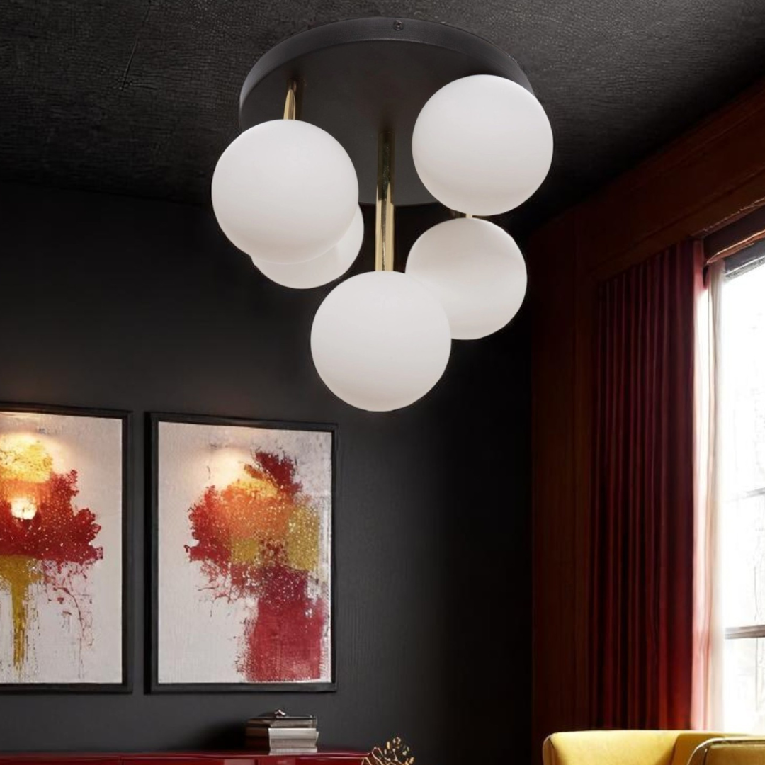 Lustra Abajur 5xG9 Black + Gold Nevalo NEGRU + AURIU / MINIMALIST DESIGN Lighting Fixtures
