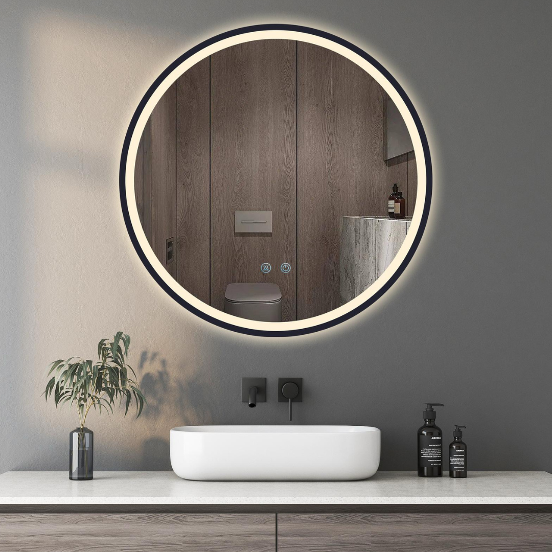 Oglinda Rotunda Neagra Dezaburire Touch 3 Lumini NEAGRA / 60CM LED MIRROR