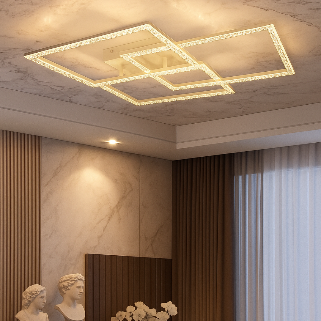 Lustra LED Aplicata Cristal White 80W 3IN1 ALBA / 75CM / CIRCLE DESIGN Lighting Fixtures