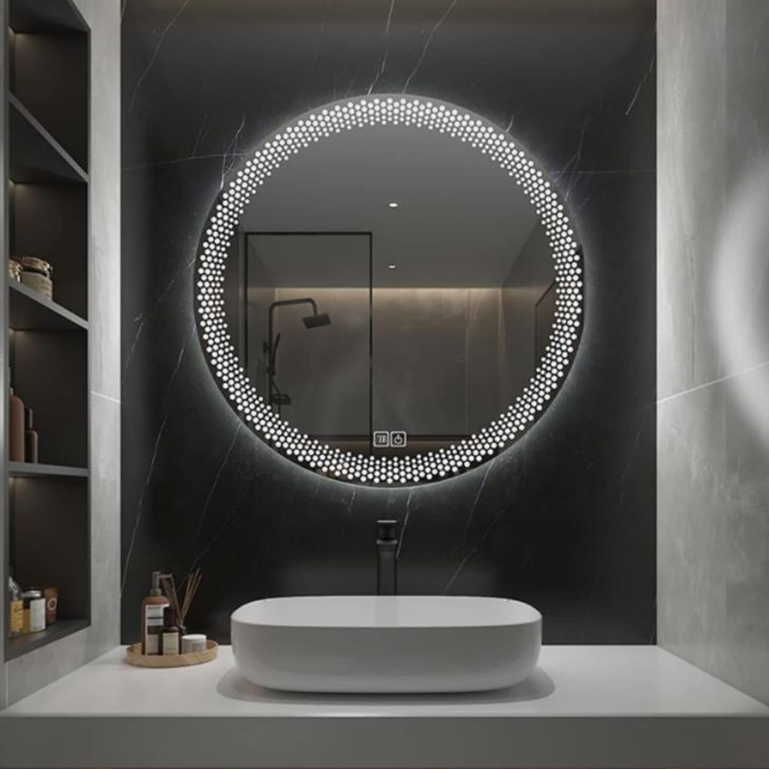 Oglinda LED Rotunda 60cm 3 Lumini Dezaburire si Touch E47S/60x60 FRAMELESS / 60CM LED MIRROR