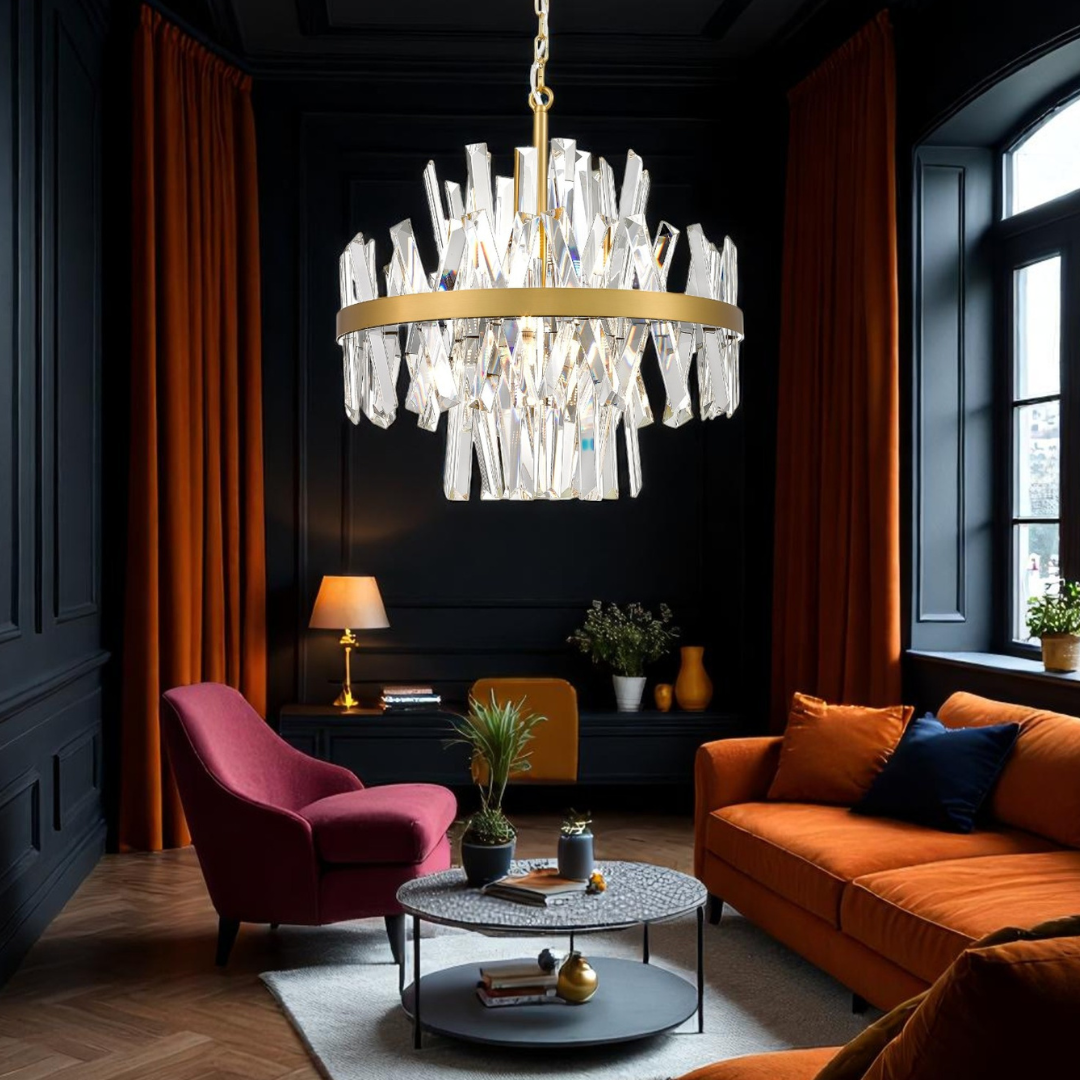 Lustra Suspendata Gold 8xG9 28W CONSTANTINOPOLE AURIE / CRISTAL / 50CM Chandeliers Crystal