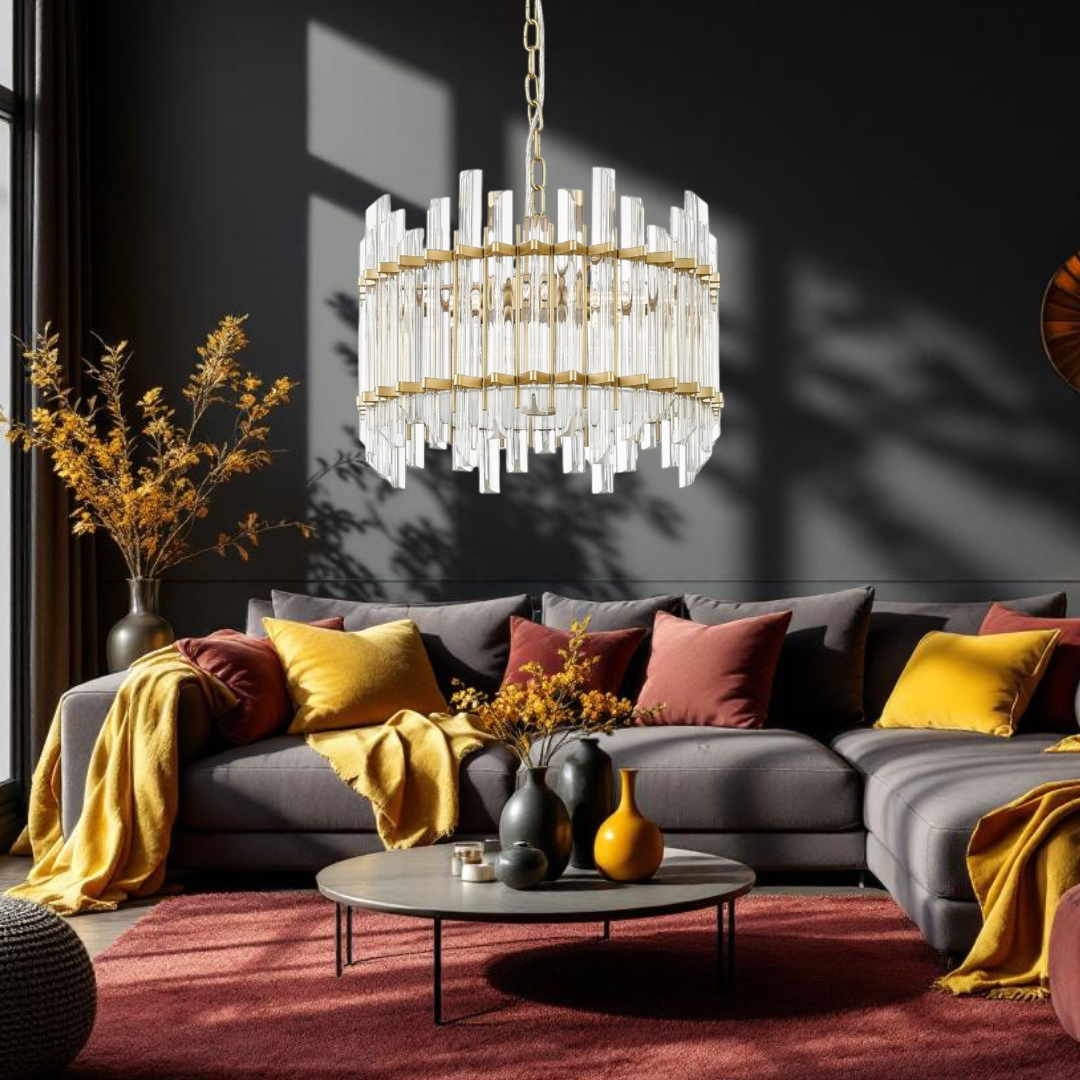 Lustra Cristal 6XG9 Gold Klaro ALB + AURIU / CRISTAL / 40CM Chandeliers Crystal