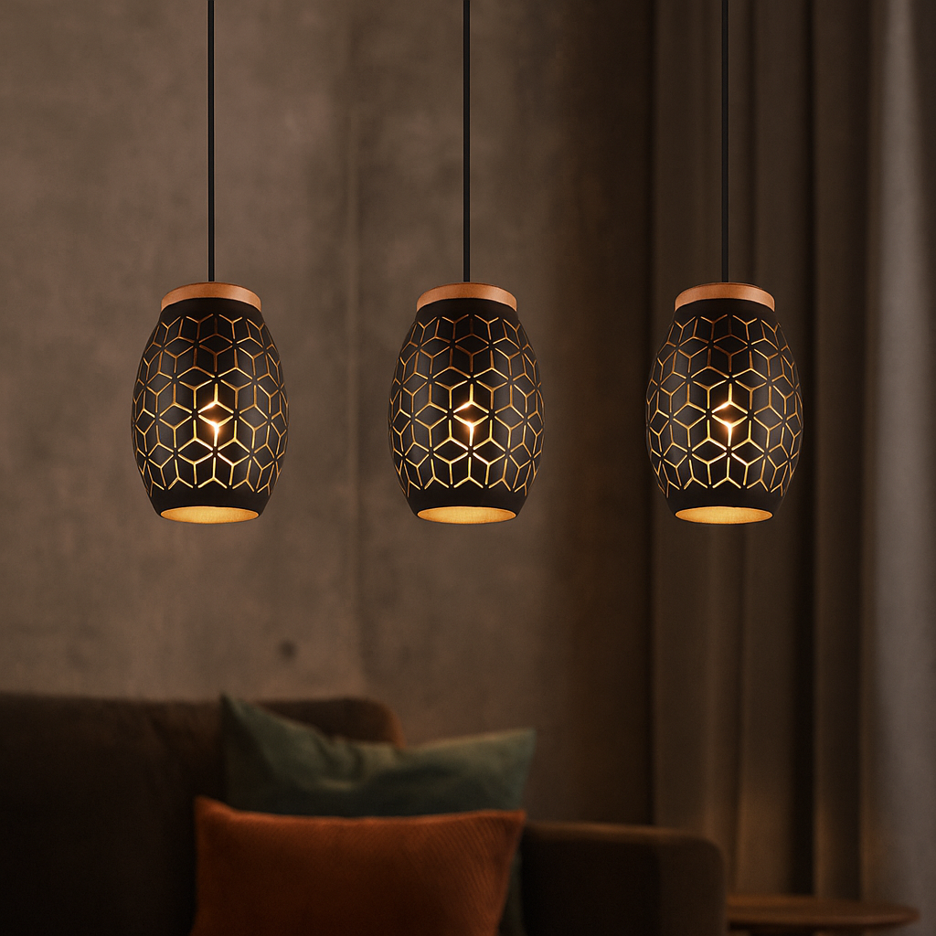 Lustra Suspendata 3xE27 BIDAR Neagra NEAGRA / VINTAGE SI RETRO DESIGN Lighting Fixtures