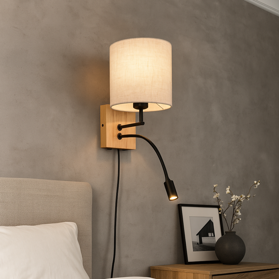 Aplica 1x E27 si LED NILAM Wood LEMN Lighting