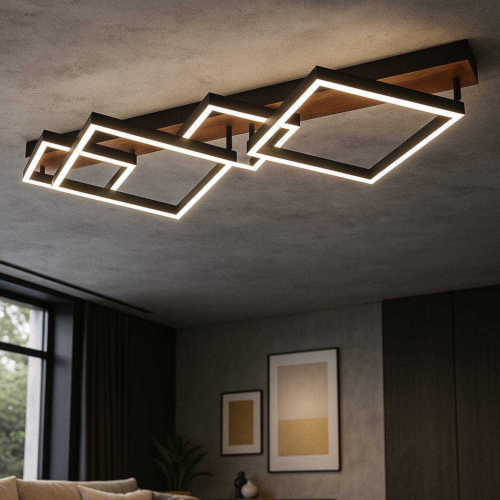 Lustra LED Suspendata Zenn Telecomanda Wifi 2.4G Black 3 Culori NEAGRA / SQUARE DESIGN Lighting Fixtures