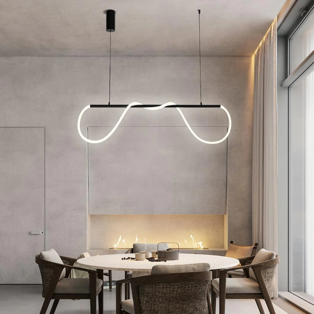 Lustra LED Suspendata GROVA Black Echivalent 300W Telecomanda NEAGRA / SUSPENDATE Lighting Fixtures