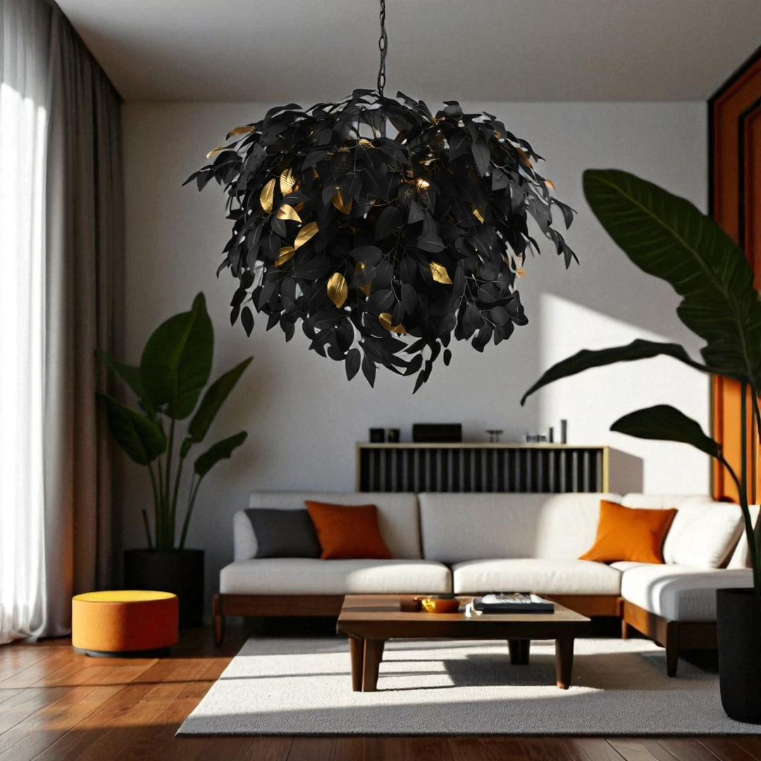 Lustra Suspendata 4xE14 LEAVY Black NEAGRA Lighting Fixtures