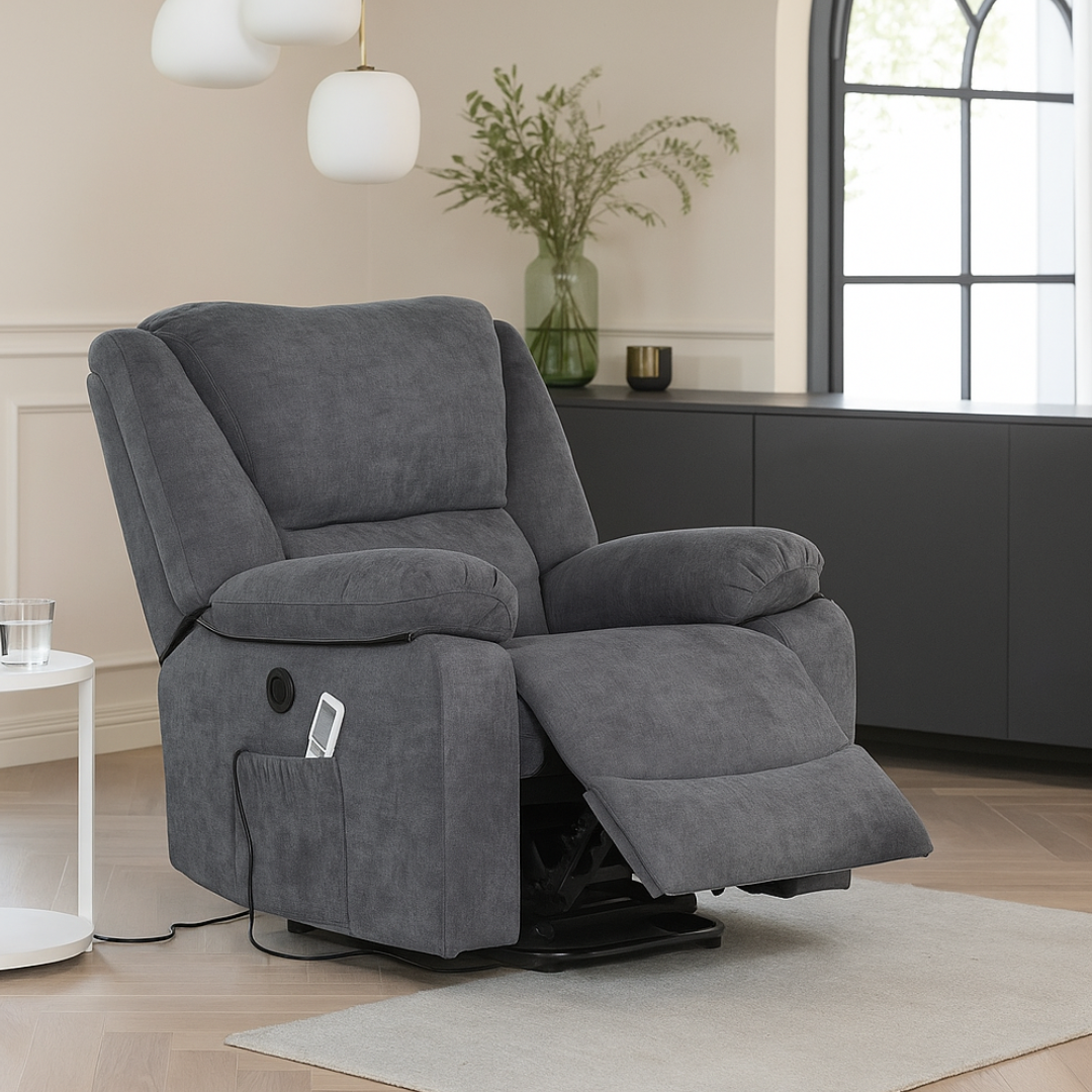 Fotoliu cu Masaj și Încălzire Recliner Electric Gri Inchis FOTOLIU CU MASAJ/RECLINER/INCALZIRE / GRI Chairs