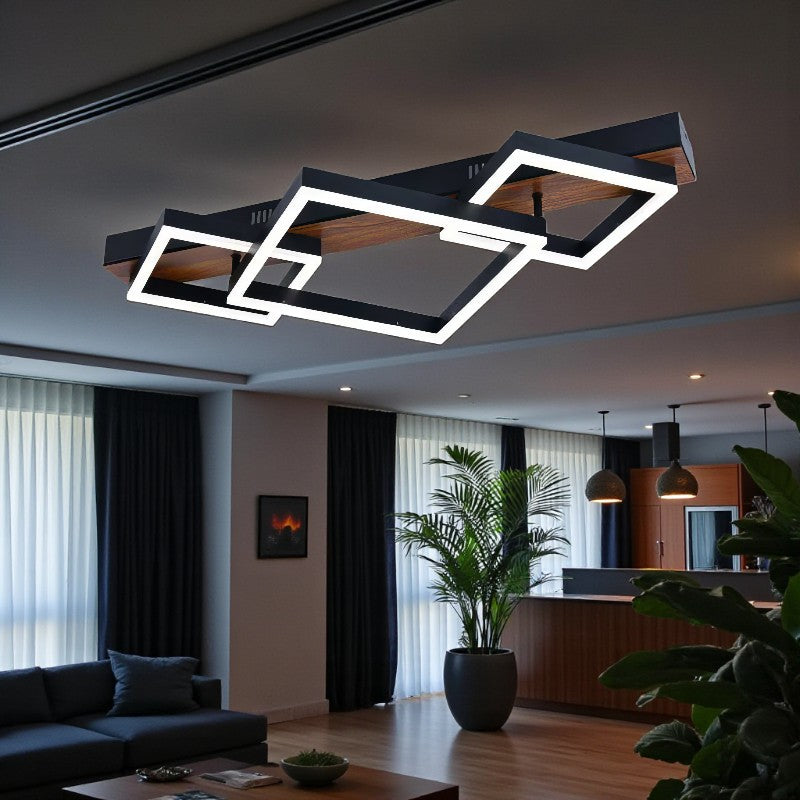 Lustra LED Zenn Telecomanda Wifi 2.4G Black 3 Culori G4211 NEAGRA / SQUARE DESIGN Lighting Fixtures