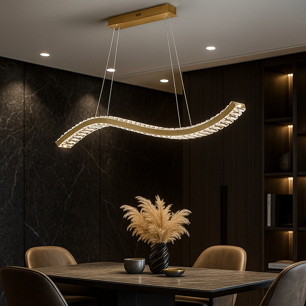 Lustra LED Suspendata Voltra Echivalent 300W Gold AURIE / CRISTAL Chandeliers Crystal