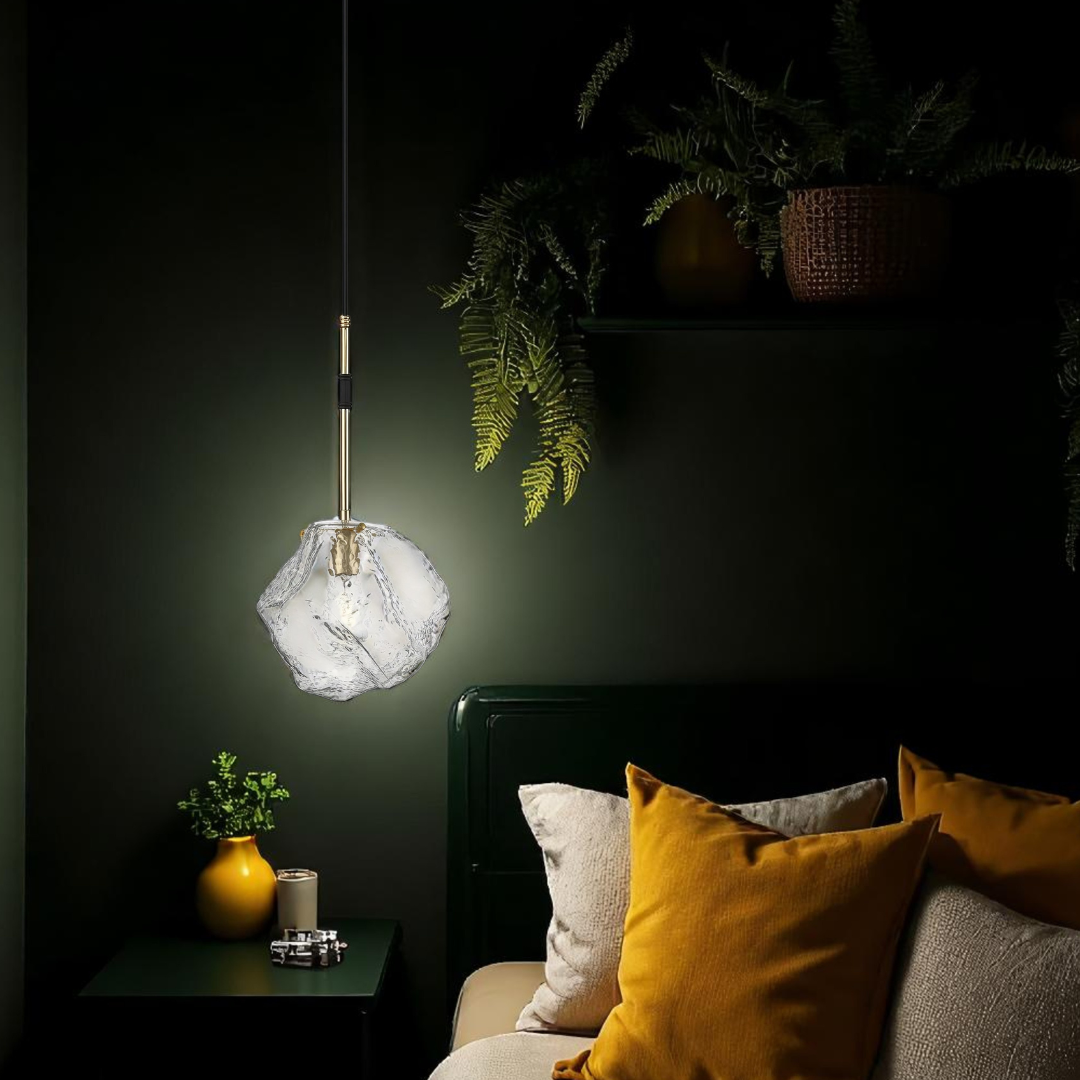 Pendul 1xE27 Matte Black + Gold IceArt NEGRU + AURIU / MINIMALIST DESIGN Lighting Fixtures