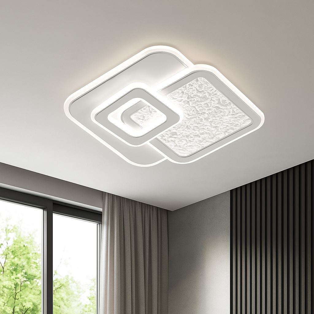 Lustra LED Fino Square White Echivalent 100W ALBA / SQUARE DESIGN / 24CM Lighting Fixtures