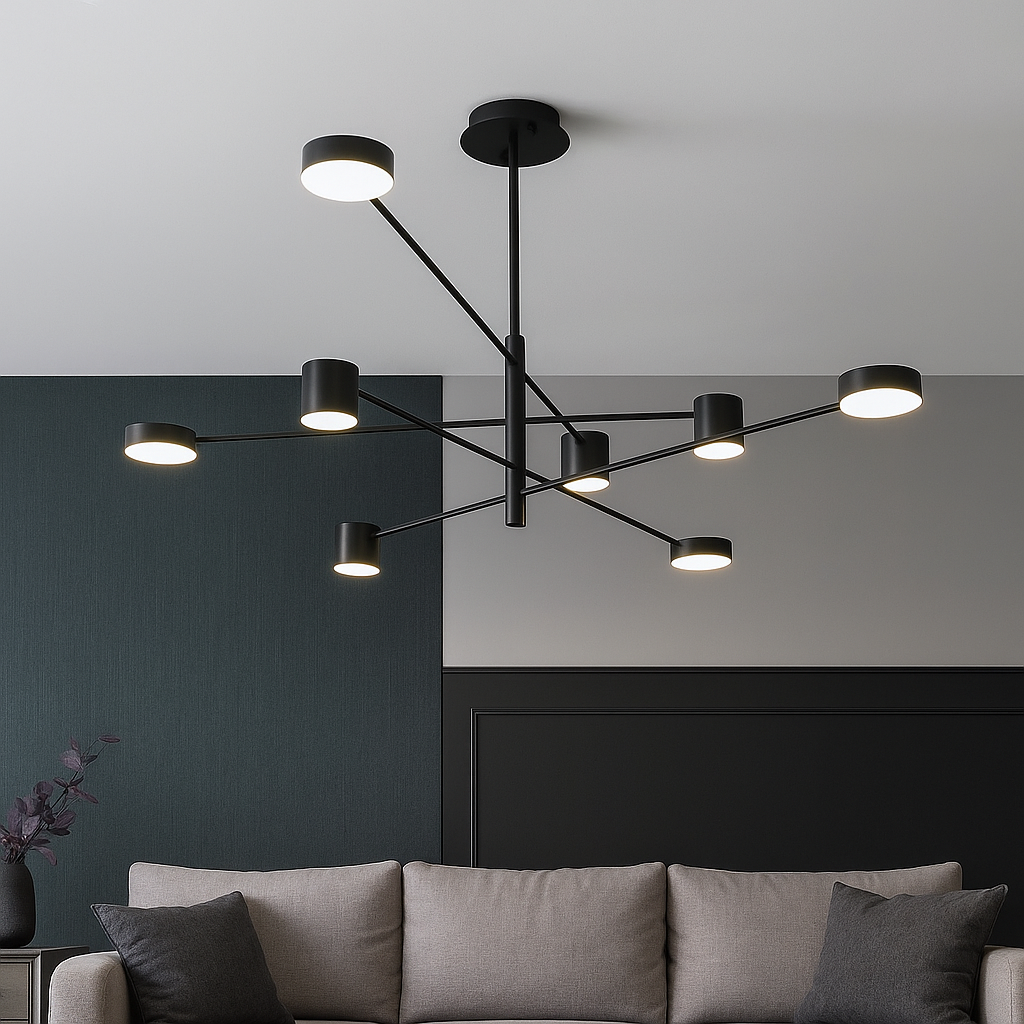 Lustra LED Suspendata Zeyra Black Echivalent 1000W Telecomanda Lighting Fixtures