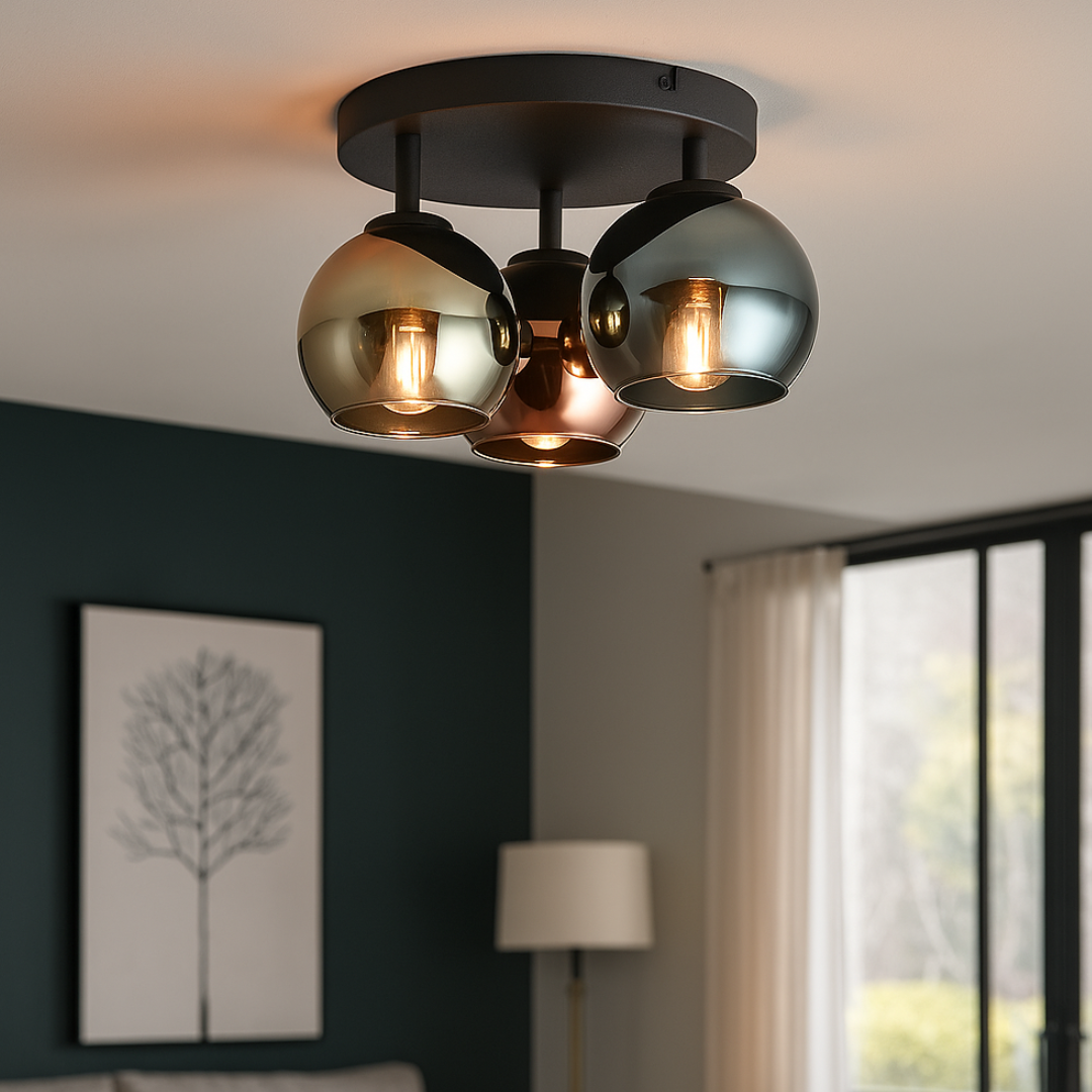 Lustra Abajur 3x E14 SHELDON NEAGRA / 33CM CEILING LIGHT