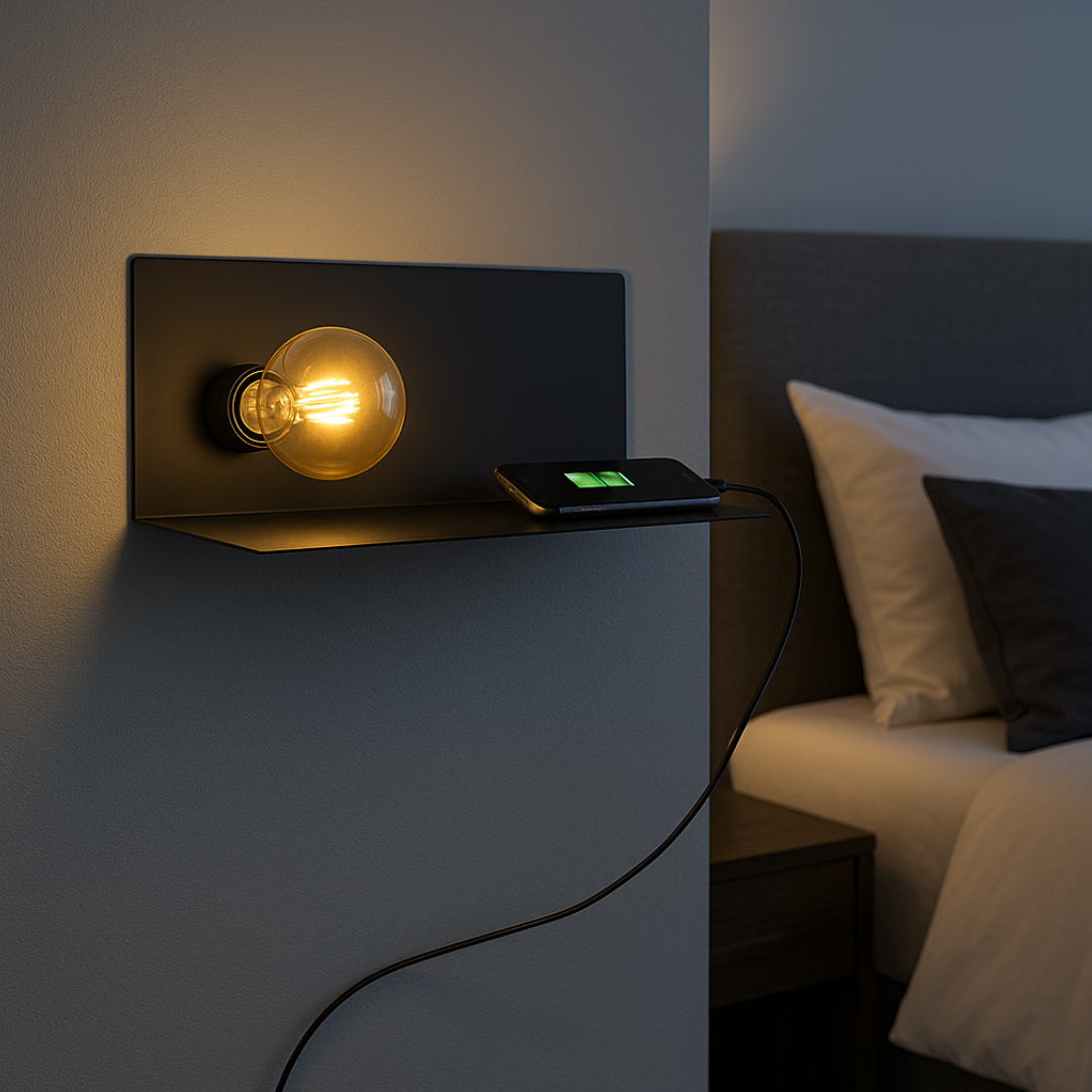 Aplica Perete 1xE27 cu Usb NEGRU / APLICA PERETE Wall Light Fixtures