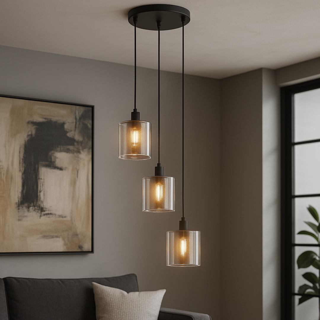 Lustra Suspendata 3xE14 Black NEAGRA / ABAJUR Chandeliers