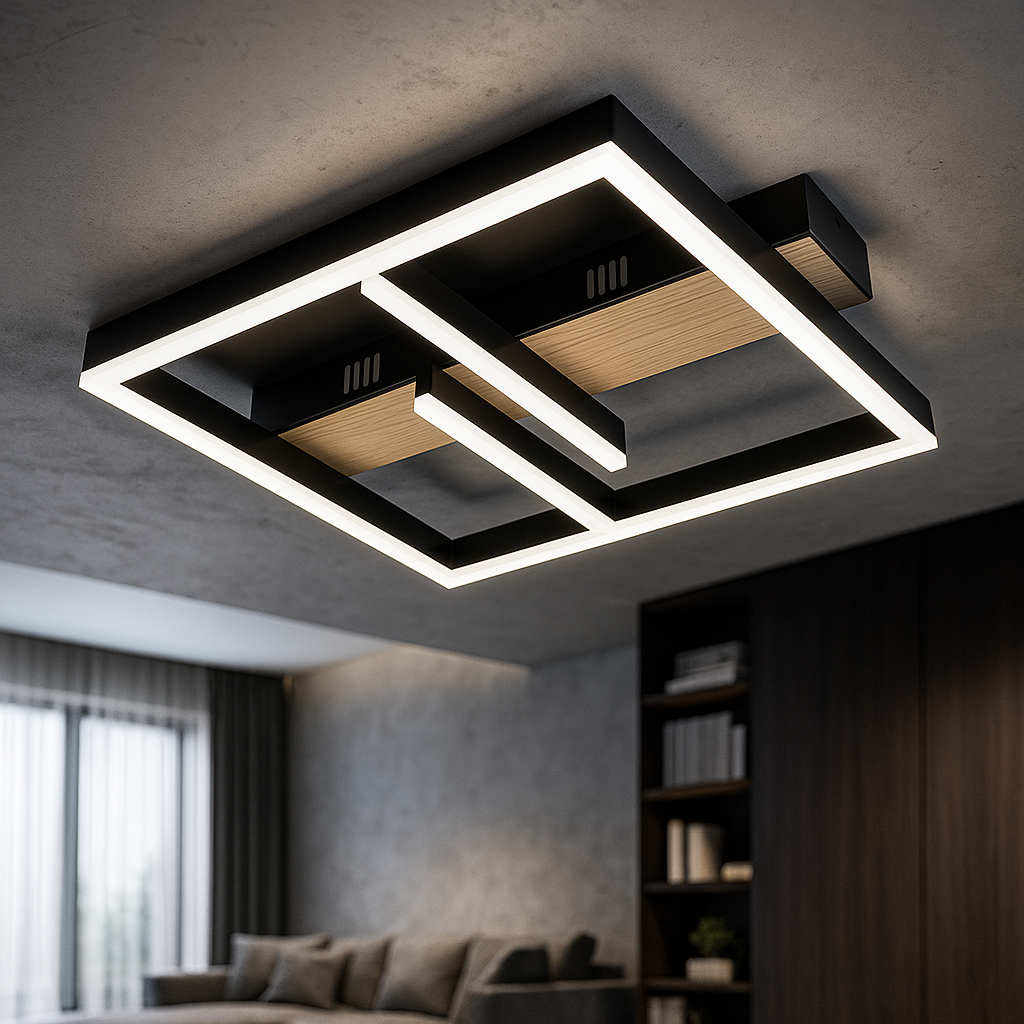 Lustra LED Zenn Telecomanda Wifi 2.4G Black 3 Culori G4218 NEAGRA / SQUARE DESIGN Lighting Fixtures