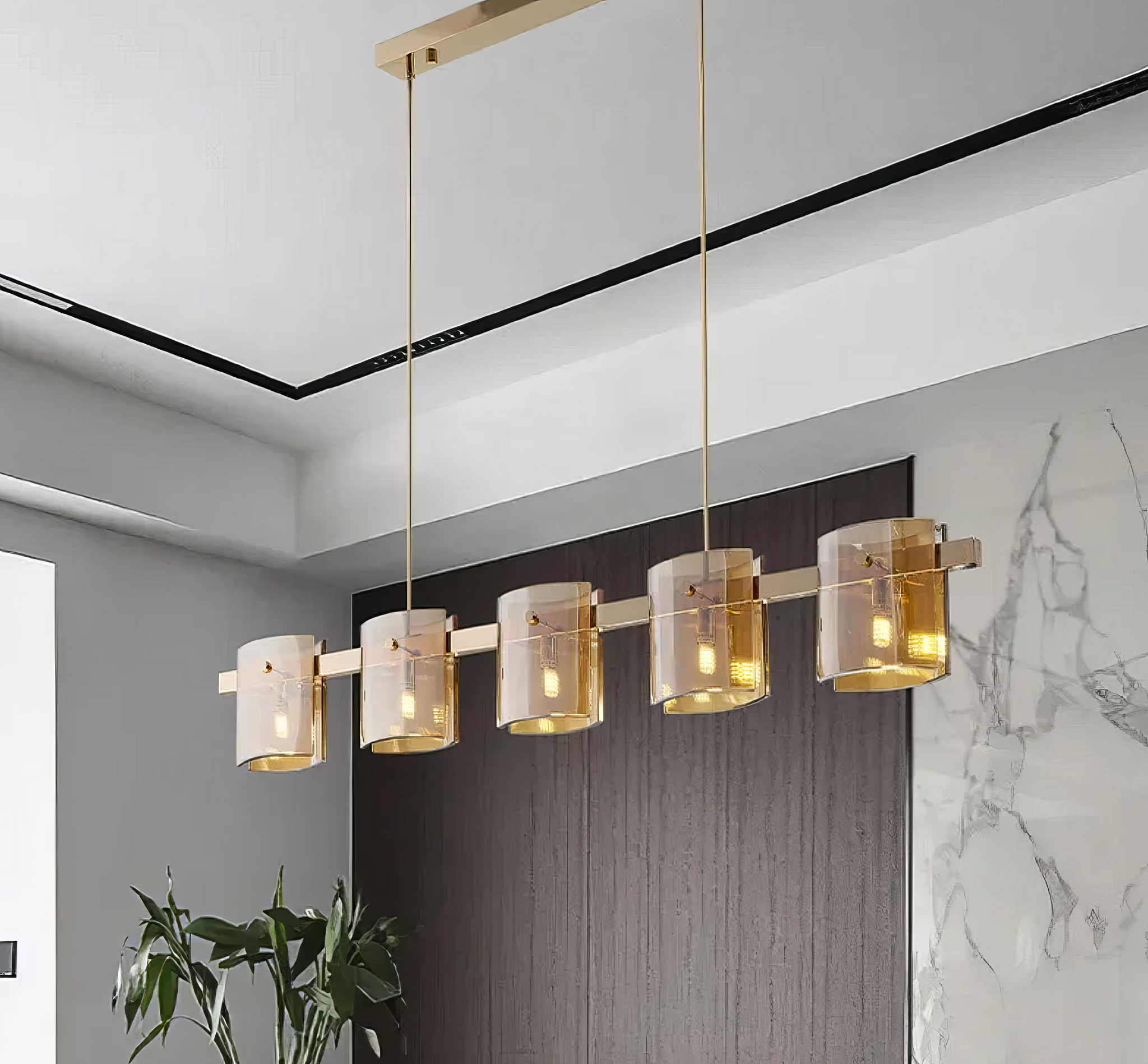 Lustra LED Suspendata Faye G9x5 Modern Gold Glass AURIE / SUSPENDATA Chandeliers Crystal