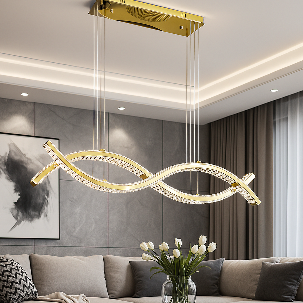 Lustra LED Suspendata Voltra Echivalent 500W Gold AURIE / CRISTAL Chandeliers Crystal