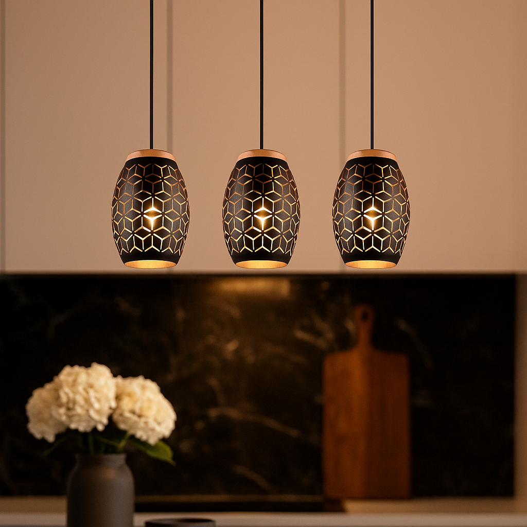 Lustra Suspendata 3xE27 BIDAR Neagra NEAGRA / VINTAGE SI RETRO DESIGN Lighting Fixtures