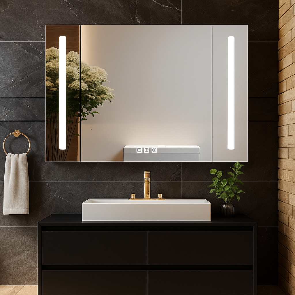 Dulap Baie Cu Oglinda LED Lyte Functii Multiple 80X70CM / GRI LED MIRROR