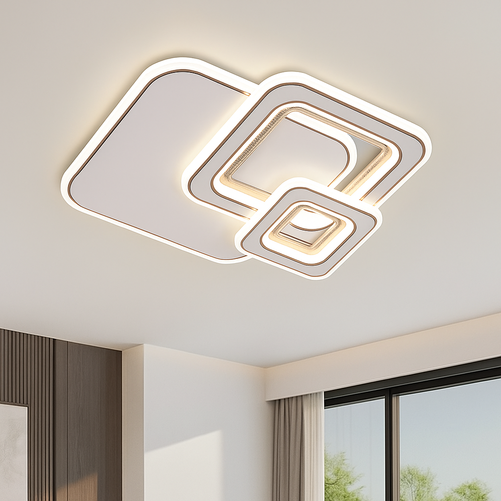 Lustra LED Saro Square White Echivalent 100W ALBA / SQUARE DESIGN / 40CM Lighting Fixtures