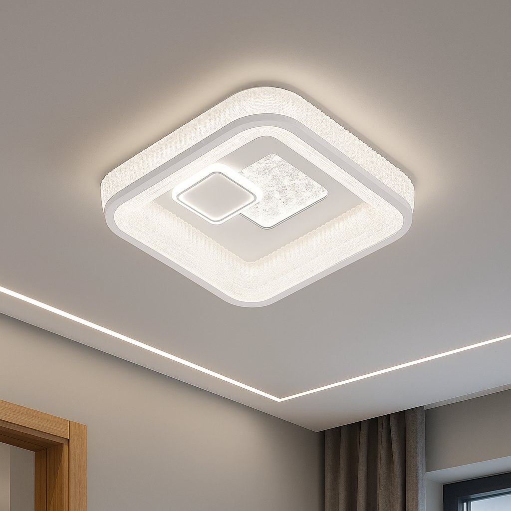 Lustra LED Koko Square White Echivalent 100W ALBA / SQUARE DESIGN / 31CM Lighting Fixtures