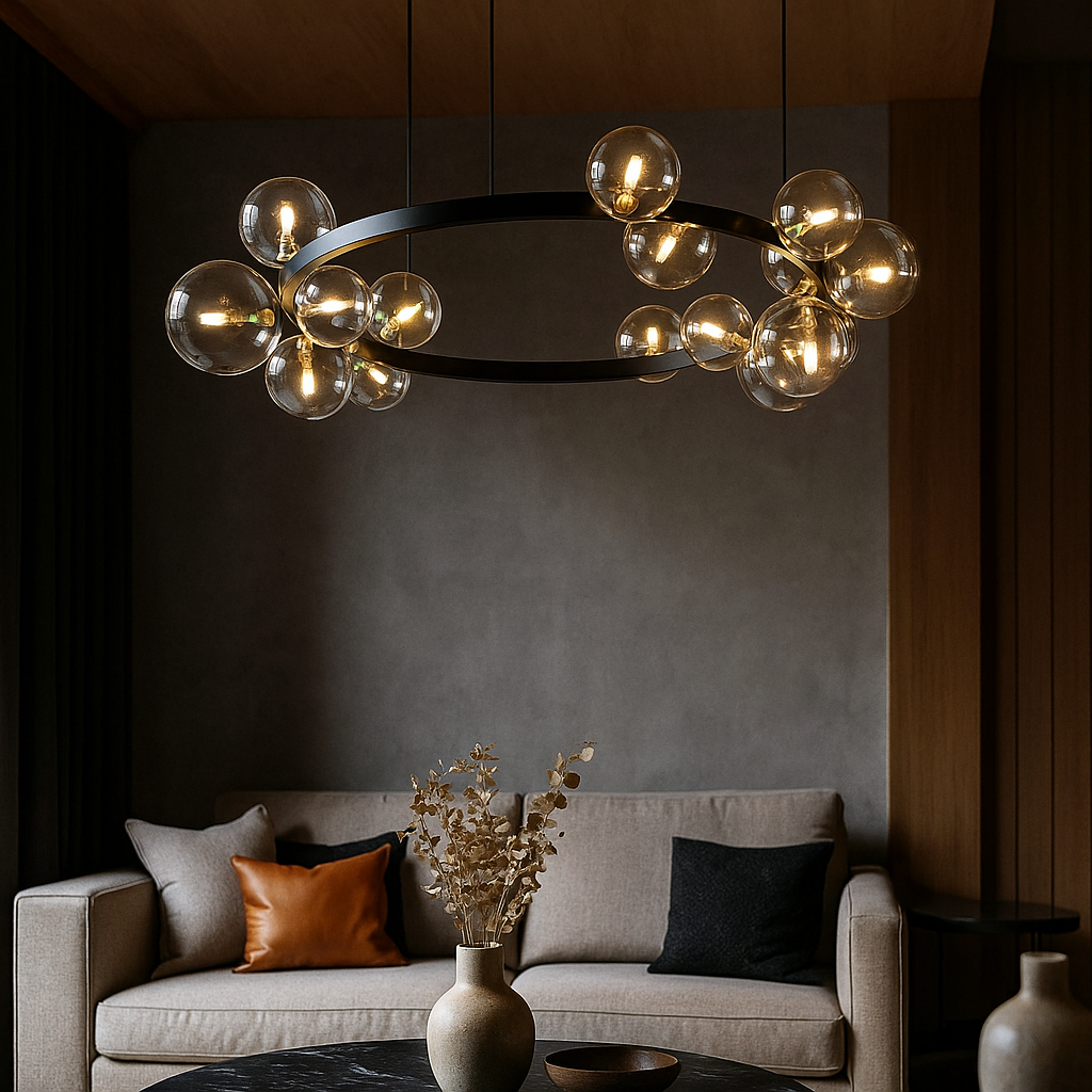 Lustra LED Abajur Suspendata 15xG9 Black Chandeliers