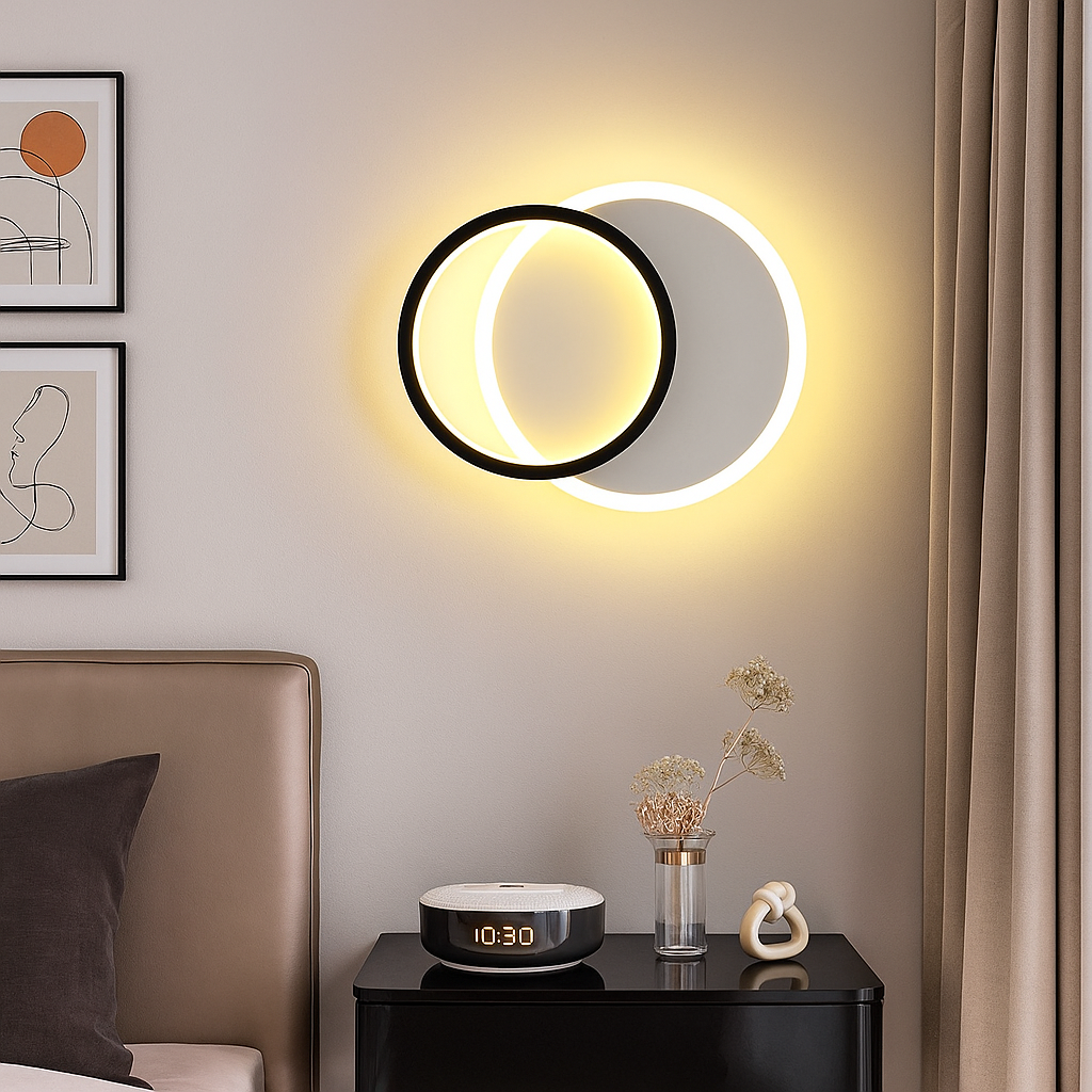 Aplica LED KARO ROUND 24W Black & White Echivalent 2400 lm Wall Light Fixtures