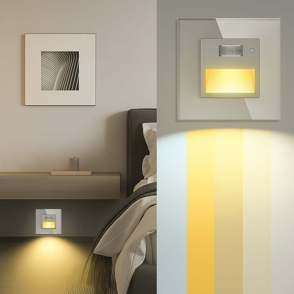 Spot LED 1,5W JAVI Senzor Patrat Alb Sticla / 86mm / Incastrabil led spot light