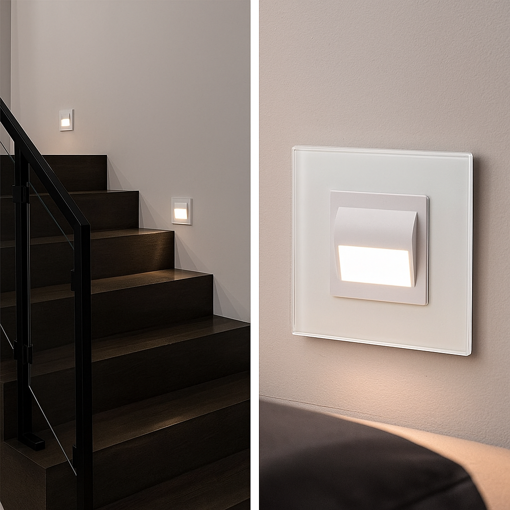 Spot LED 1W JAVI Patrat Alb Sticla/ 4000K / 86mm / Incastrabil led spot light