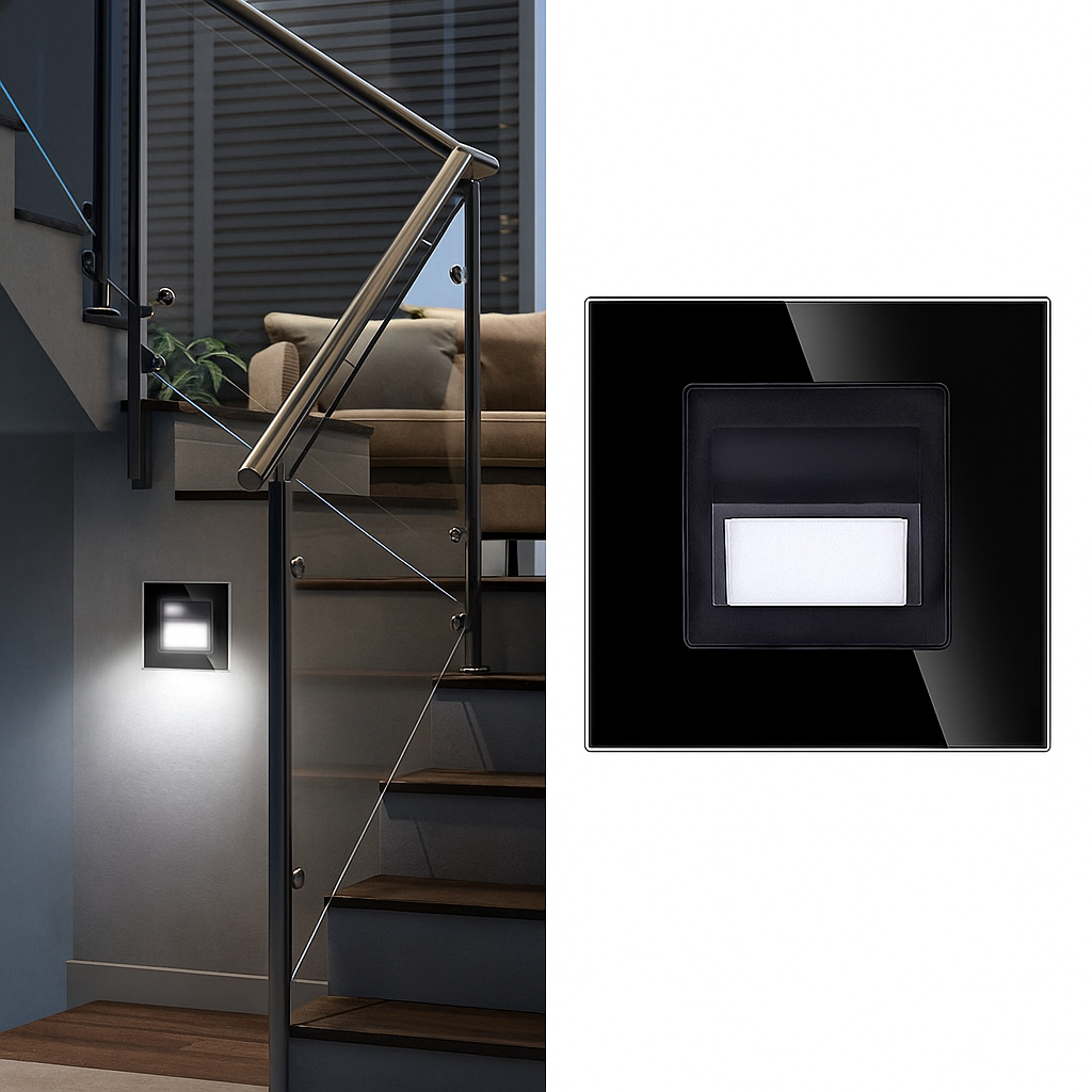 Spot LED 1W JAVI Patrat Black Sticla/ 4000K / 86mm / Incastrabil led spot light