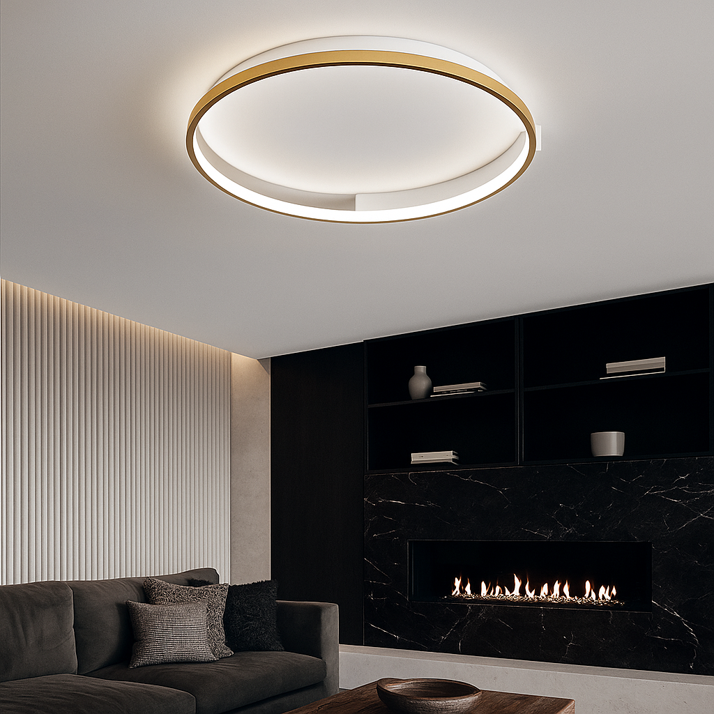 Lustra LED Aplicata JORY White&Gold Telecomanda Echivalent 600W Lighting Fixtures