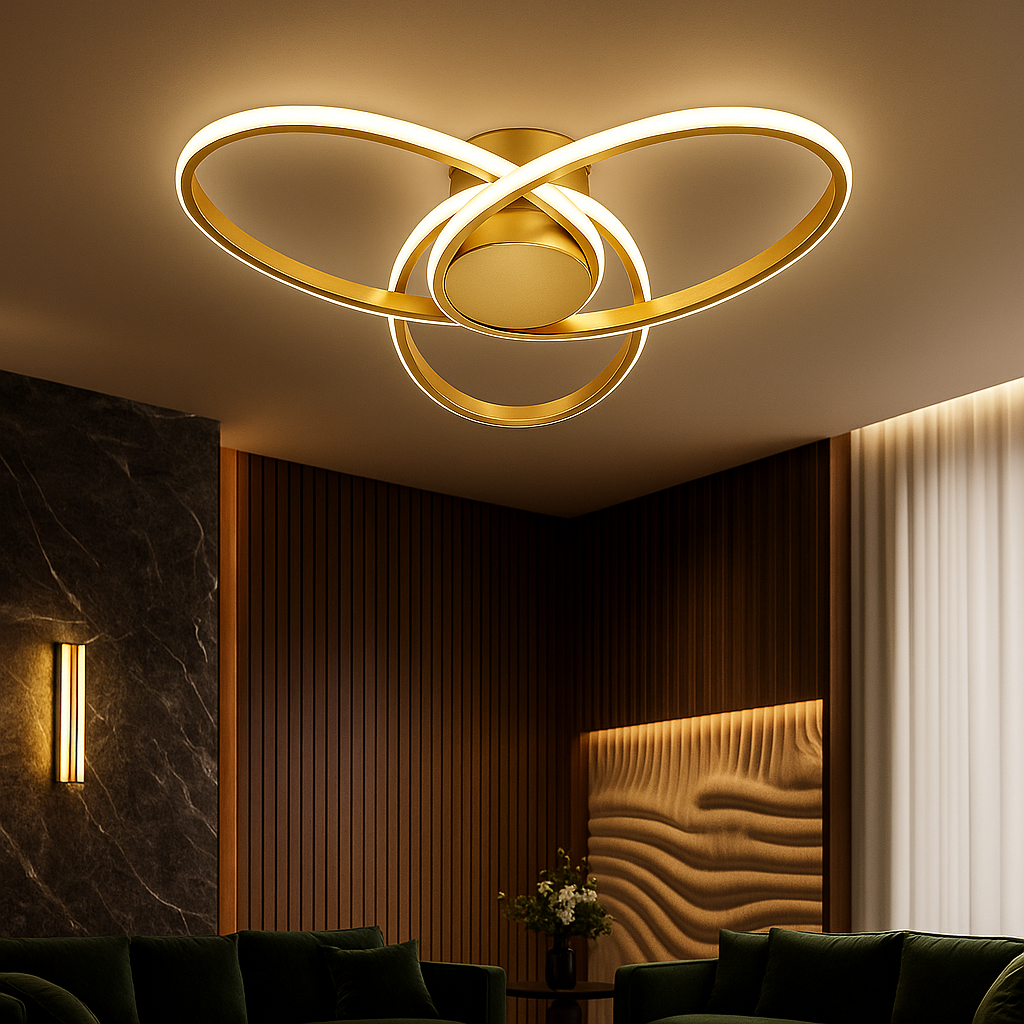 Lustra LED Aplicata OSEN Gold Telecomanda Echivalent 780W Lighting Fixtures