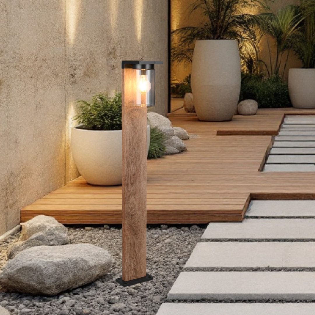 Stalp Ornamental cu Senzor Finisaj Lemn 100CM GARDEN POLE