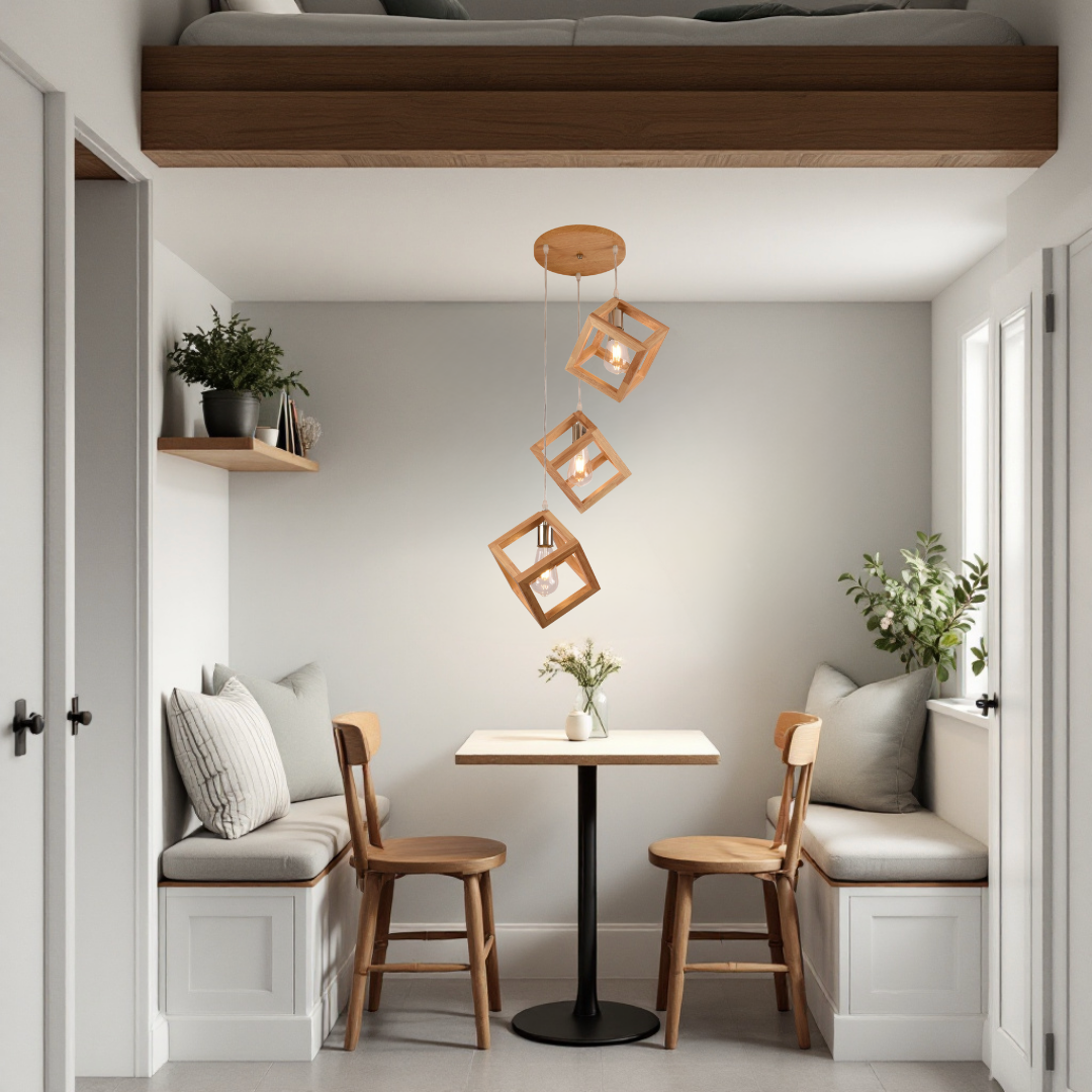 Lustra 3xE27 Lemn LumaCube - HY-C5107/3LEMN LEMN Lighting Fixtures