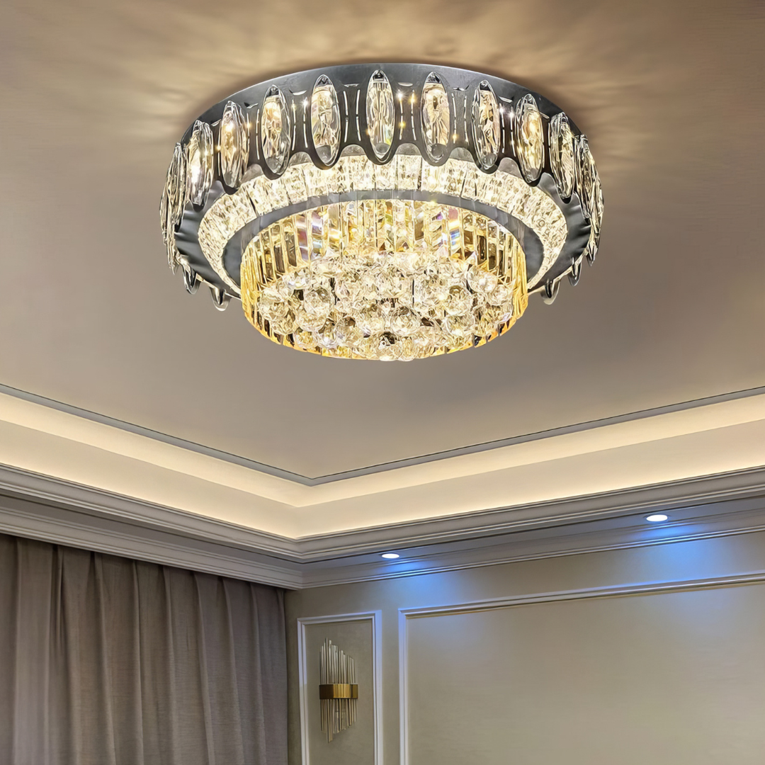Lustra LED Aplicata Majestic Crown Cristal Telecomanda Chandeliers