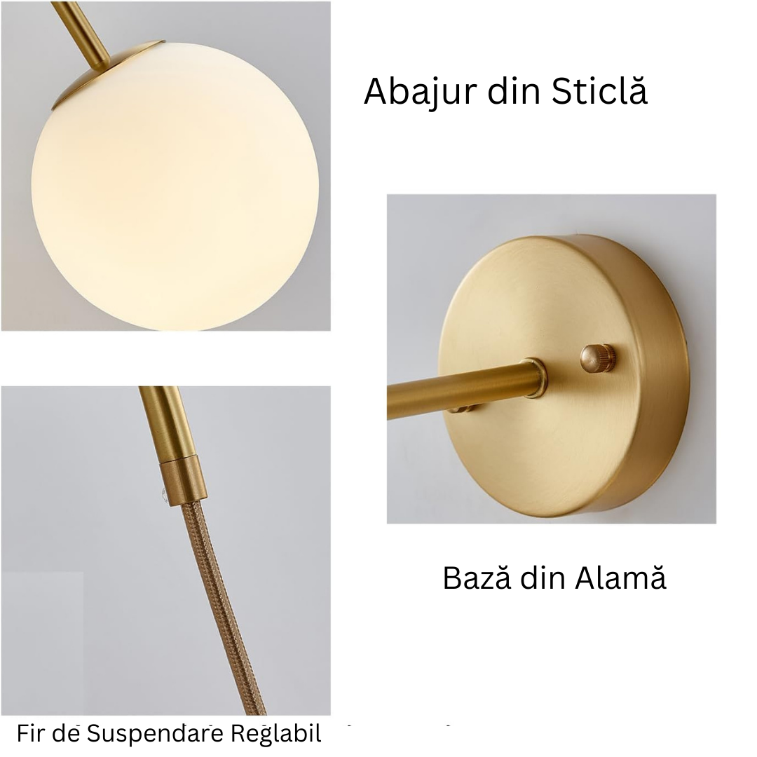 Aplica Ajustabila Slim Nordic Style Gold Abajur Mat AURIE / ABAJUR / APLICA PERETE Wall Light Fixtures