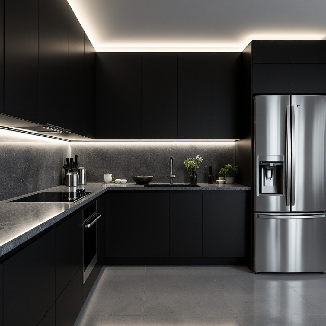 Profil LED Aplicat Negru 2 METRI Plat XL cu Dispersor Alb LED Strips