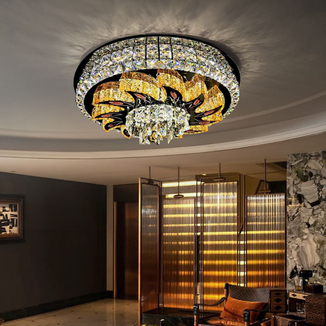 Lustra LED Aplicata Majestic Bloom Cristal Telecomanda CHROME / 60CM / CRISTAL Chandeliers