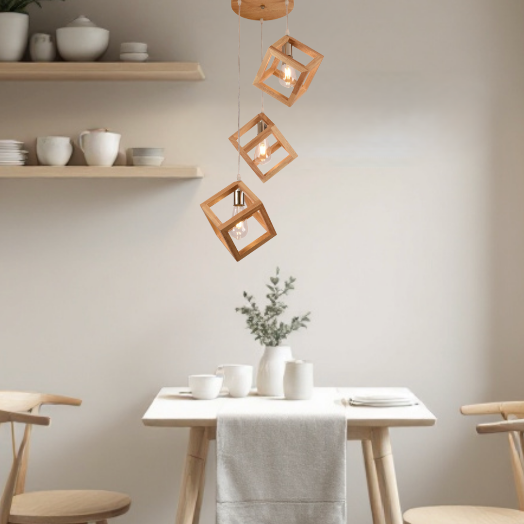Lustra 3xE27 Lemn LumaCube - HY-C5107/3LEMN LEMN Lighting Fixtures