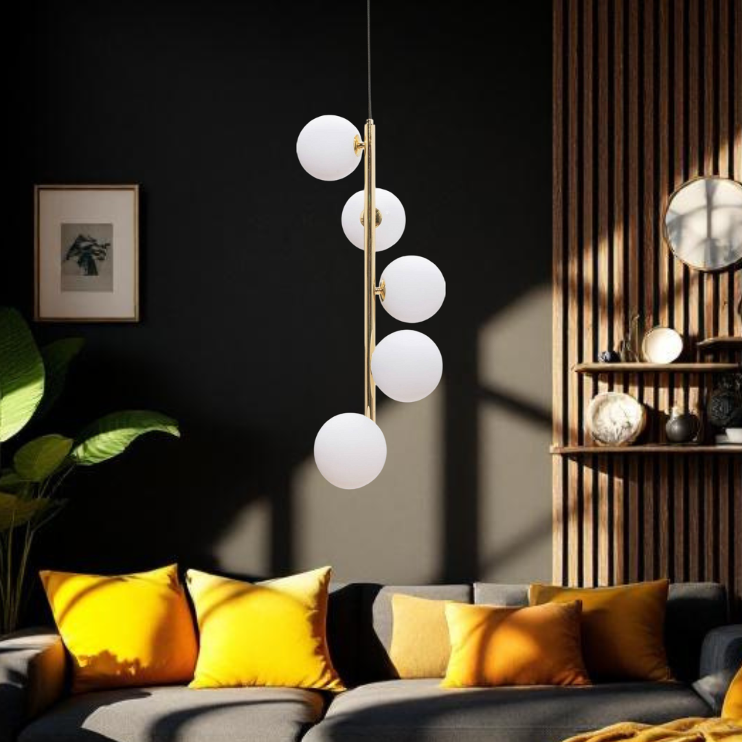 Lustra Abajur 5xG9 Black + Gold Nevalo NEGRU + AURIU / MINIMALIST DESIGN Lighting Fixtures