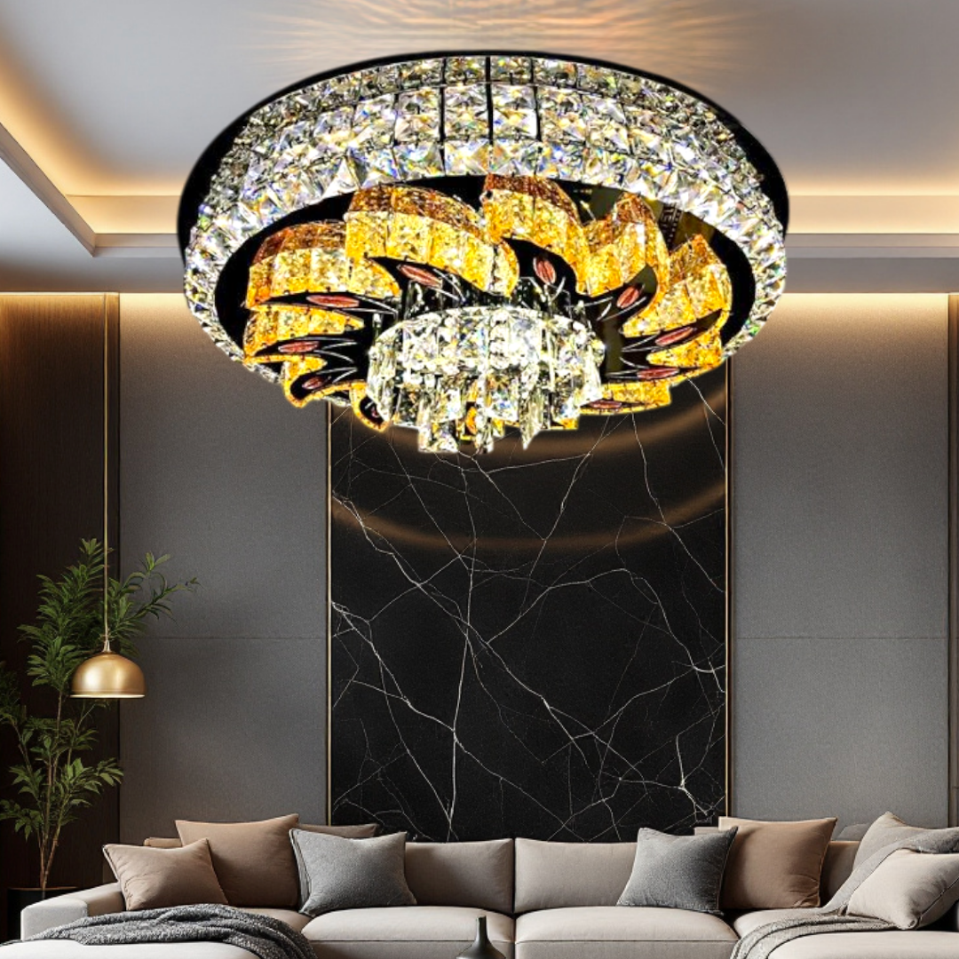 Lustra LED Aplicata Majestic Bloom Cristal Telecomanda CHROME / 60CM / CRISTAL Chandeliers