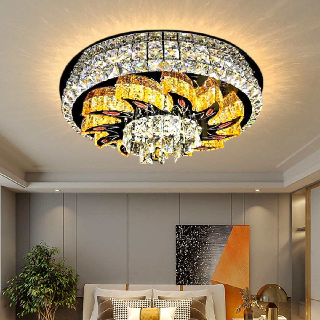 Lustra LED Aplicata Majestic Bloom Cristal Telecomanda CHROME / 60CM / CRISTAL Chandeliers