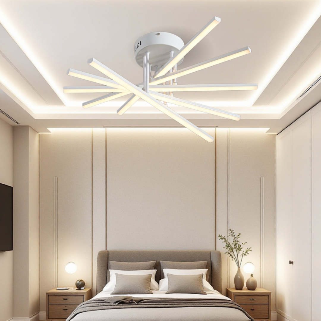 Lustra LED 5 Modern LINES White Echivalent cu Telecomanda 7020-5C ALBA / 58CM / MINIMALIST DESIGN Lighting Fixtures