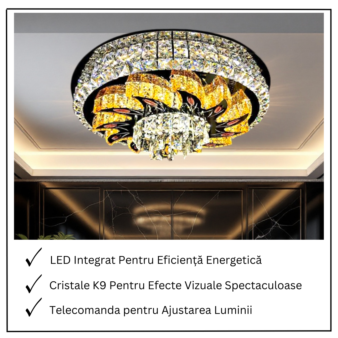 Lustra LED Aplicata Majestic Bloom Cristal Telecomanda CHROME / 60CM / CRISTAL Chandeliers