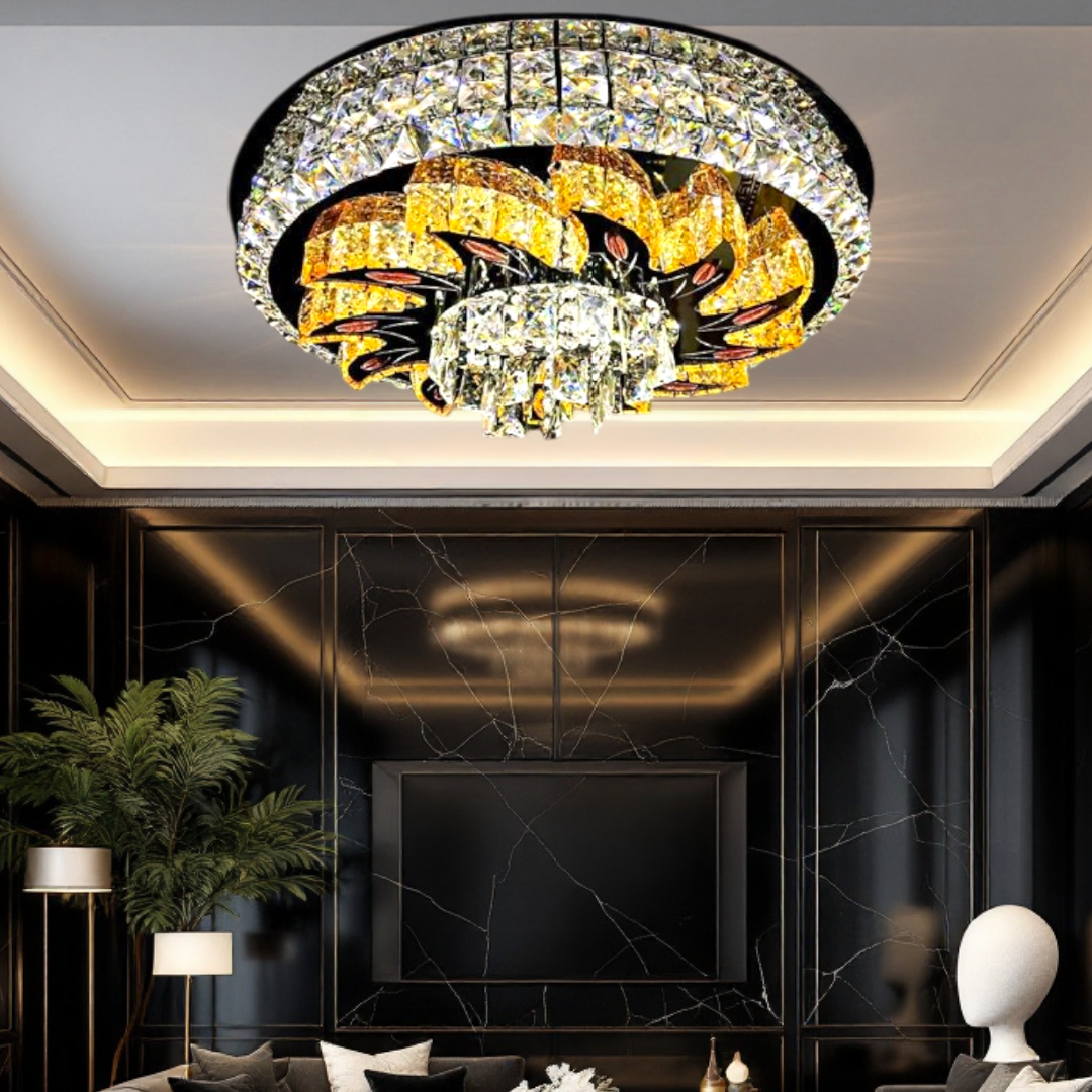 Lustra LED Aplicata Majestic Bloom Cristal Telecomanda CHROME / 60CM / CRISTAL Chandeliers